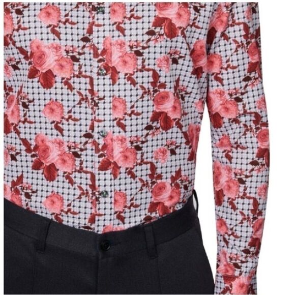 Society of Threads Men Slim Fit Floral
Performance Dress Shirt Gray Size M, red - Picture 4 of 11